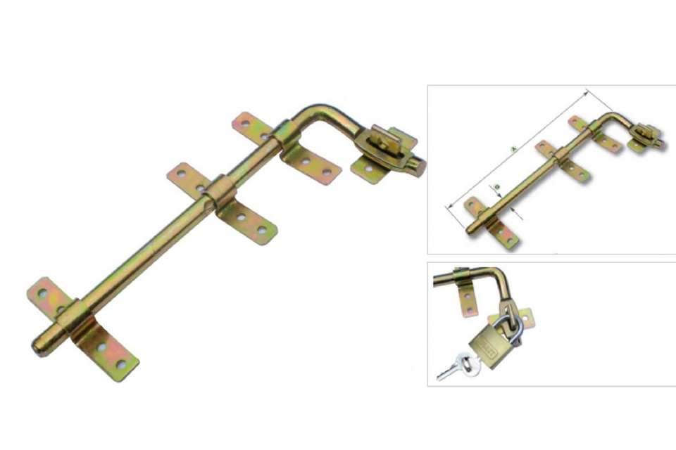 VERROU À DOUILLE AVEC PORTE-CADENAS ET GACHE