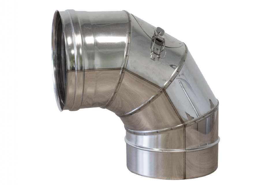 COUDE BUSE INOX SIMPLE PAROI AVEC PORTE D'INSPECTION 90°