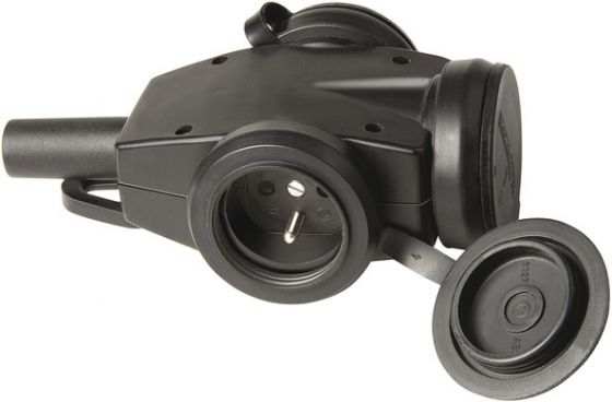 FICHE ELECTRIQUE IP44 CAOUTCHOUC TRIPLE