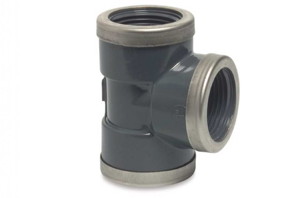 TÉ PVC PN16 + RENFORTS - 90°