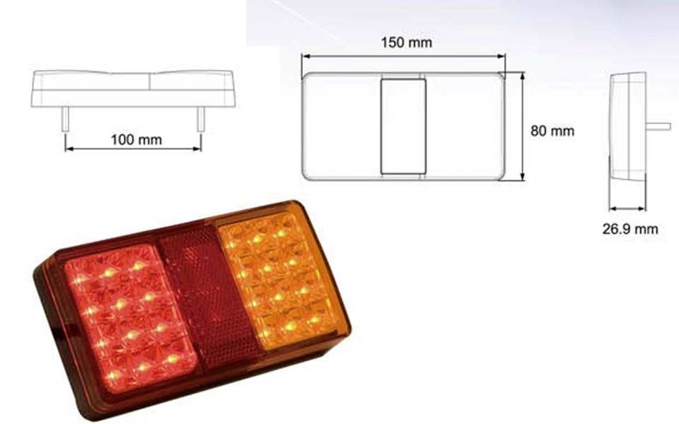 FEU CLIGNOTANT + STOP LED RECTANGLE