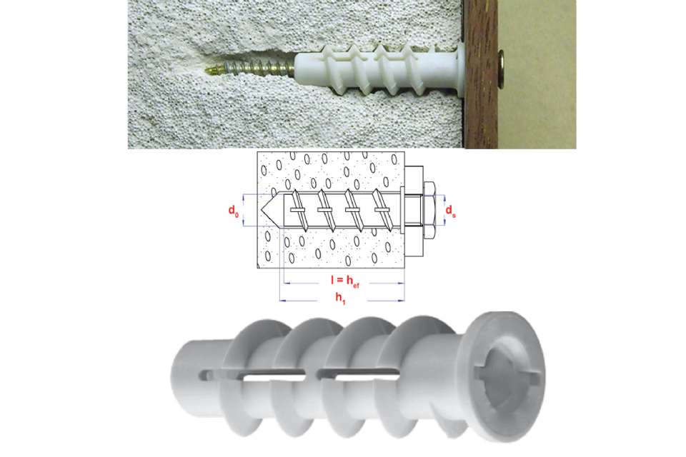 CHEVILLE NYLON POUR BÉTON CELLULAIRE