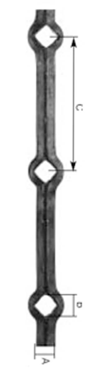BARRE À TROUS CARRÉS GRANDE FORGE
