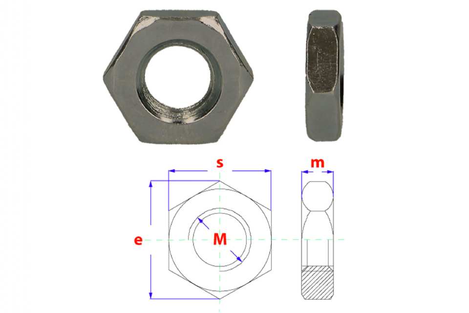 ECROU HEXAGONAL BAS - DIN 439B/04 - ZINGUÉ