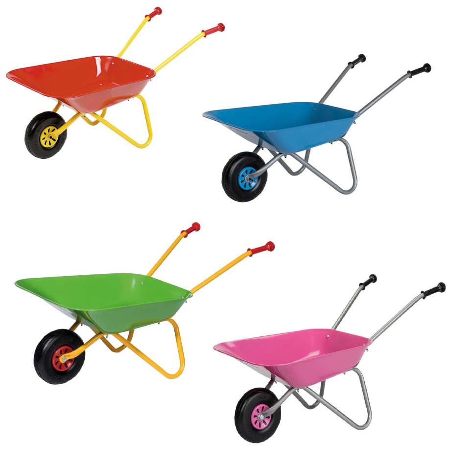 Brouette En Métal Pour Enfant ASC - Jouet De Jardinage Robuste, Jaune Et Noir, Capacité 50 Kg