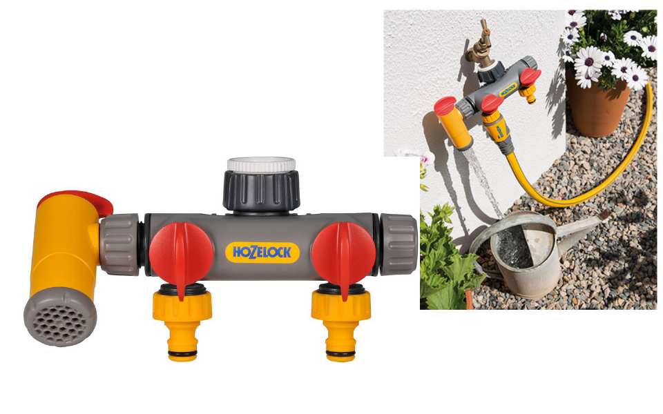 DISTRIBUTEUR ARROSAGE 2 CIRCUITS + ROBINET HOZELOCK