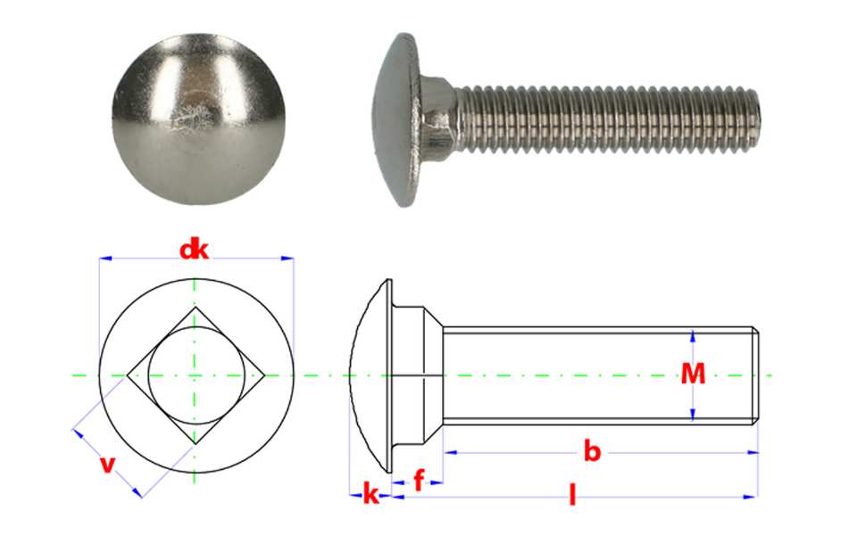 BOULON DE COMMERCE - DIN 603 - INOX A2