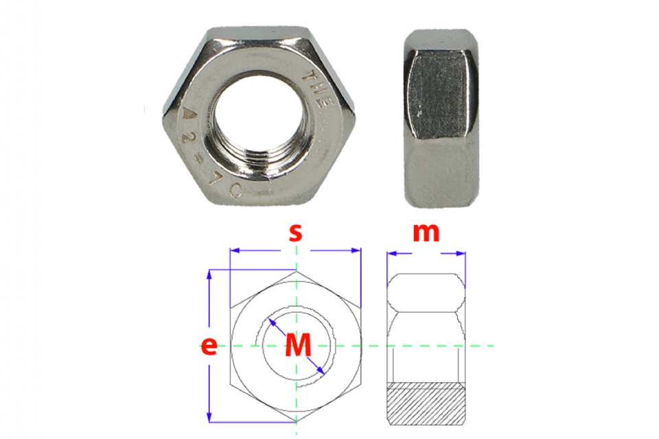 ECROU HEXAGONAL - DIN 934 - ACIER BRUT