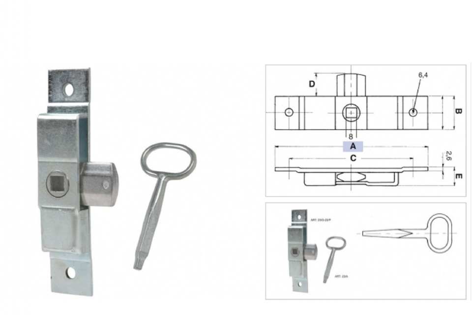 SERRURE À PLAQUER AVEC CLEF
