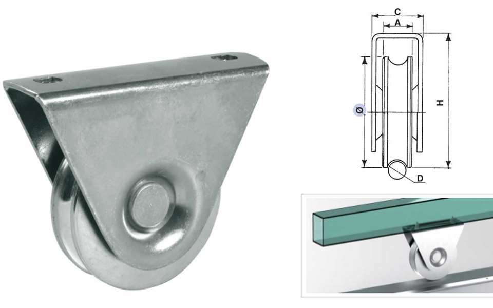 ROUE POUR PORTAIL COULISSANT SUPPORT EXTERIEUR - RAIL V