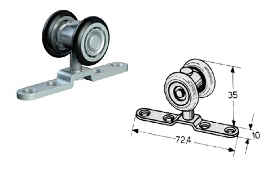ROULETTE POUR RAIL DE PORTE ROLL GE SIMPLE POUR PLATINE