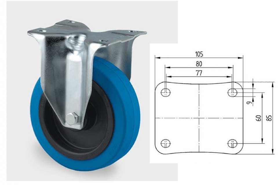 ROUE POLYAMIDE BLEU FIXE