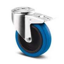 ROUE POLYAMIDE BLEU FREINEE AVEC TROU CENTRAL