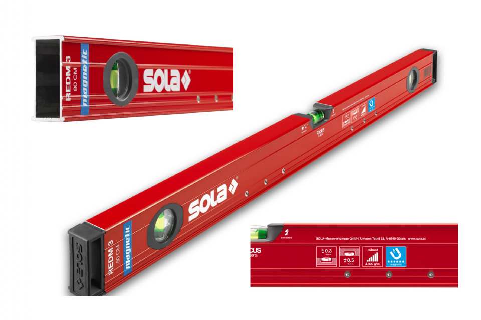 NIVEAU TUBULAIRE ALUMINIUM MAGNÉTIQUE SOLA REDM3