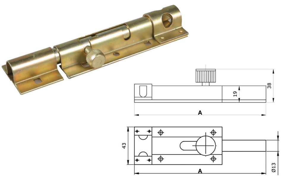 VERROU ROND AVEC PORTE-CADENAS LOURD + GACHE