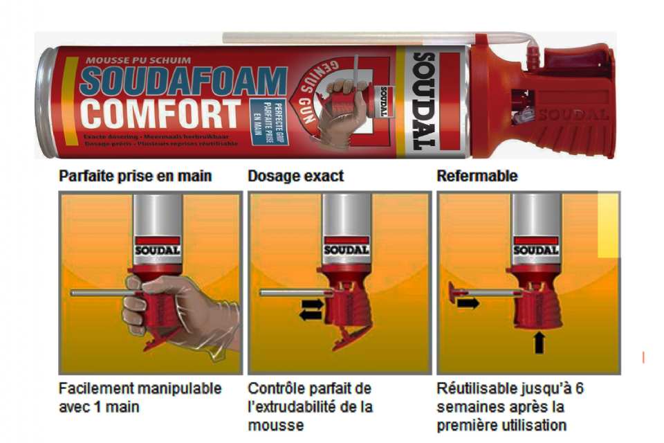 MOUSSE POLYURÉTHANE + PISTOLET INCORPORÉ