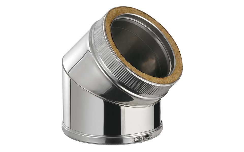 COUDE BUSE INOX DOUBLE PAROI 45°