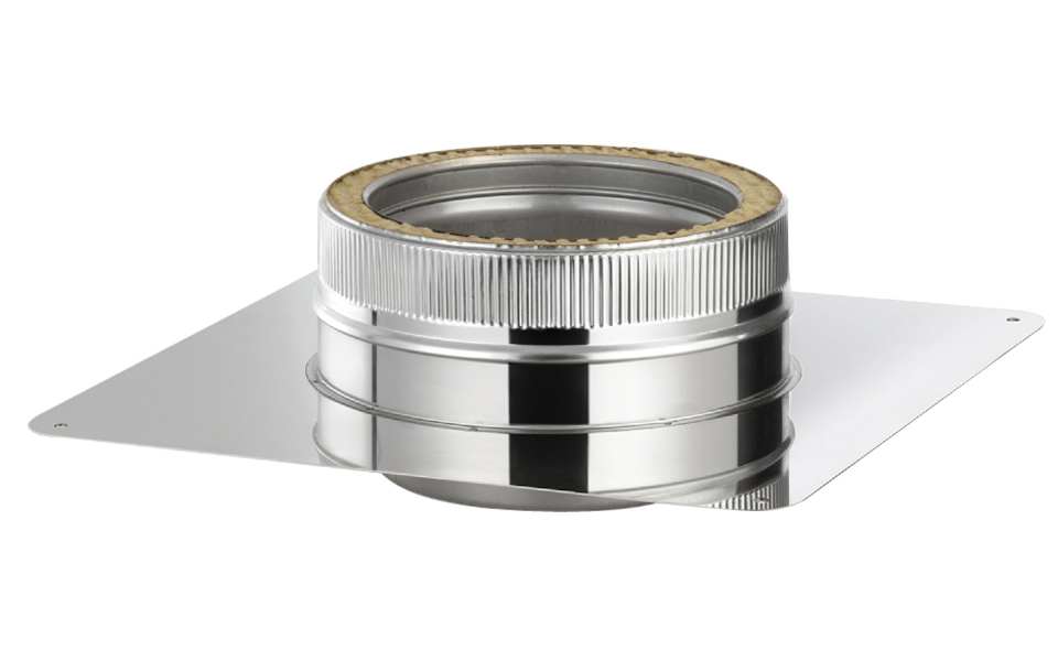 PLAQUE INOX DOUBLE PAROI AVEC MANCHON ET RACCORD