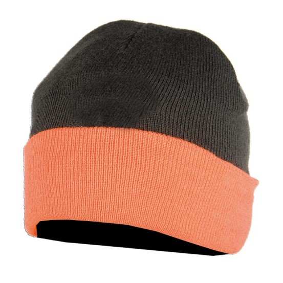 BONNET CHASSE ENFANT REVERSIBLE ORANGE-VERT SOMLYS