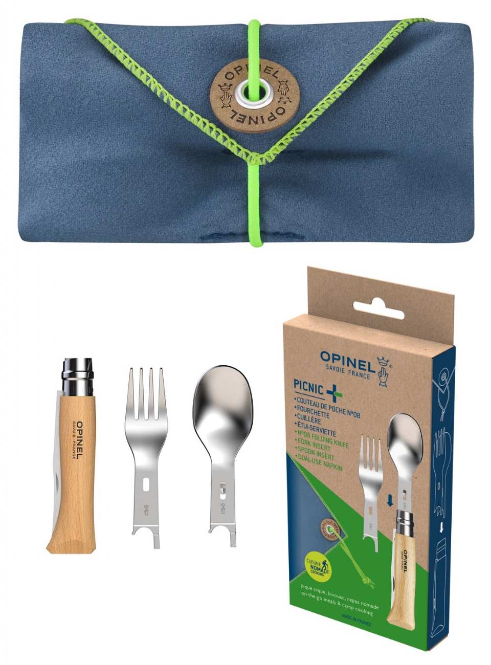 OPINEL CANIF INOX N° 8 PICNIC + ACCESSOIRES