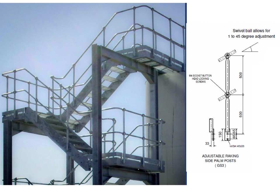 POTEAU GALVANISÉ 1" LATERAL RÉGLABLE POUR RAMPE MODULAIRE