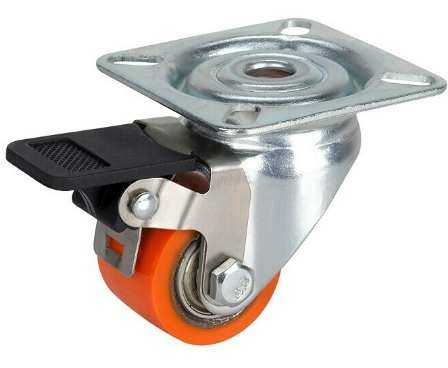 ROULETTE POLYURETHANE PIVOTANTE FREINEE