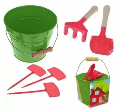 SEAU AVEC OUTILS ENFANTS LION ET LAPIN