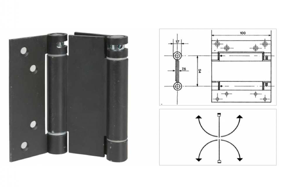 CHARNIÈRE CARRÉE DOUBLE ACTION RÉGLABLE