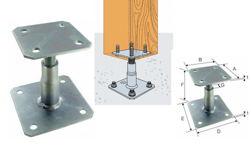 PIED DE POTEAU RÉGLABLE INOX