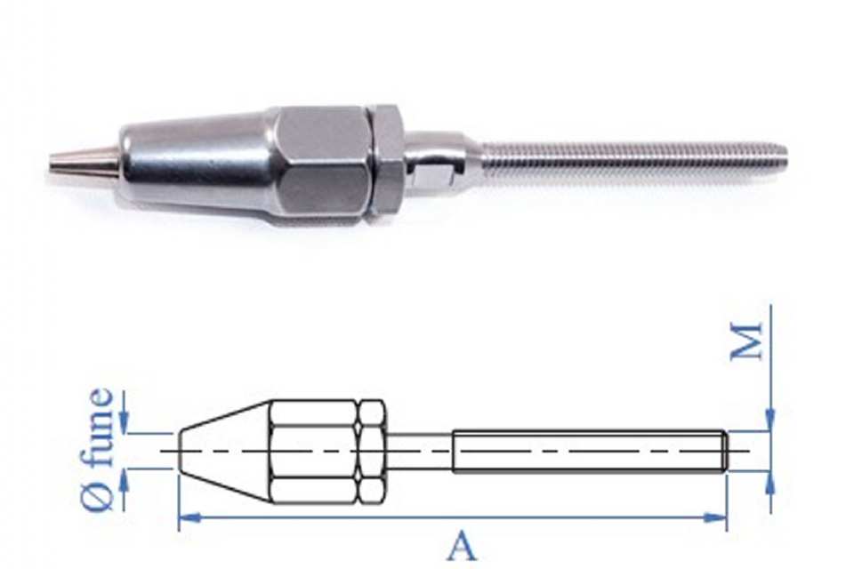 TENDEUR POUR PILIER AVEC TIGE FILETÉE ETSM10