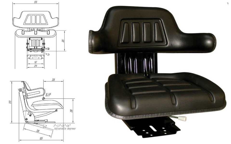 SIÈGE TRACTEUR + ACCOUDOIRS RM20 105