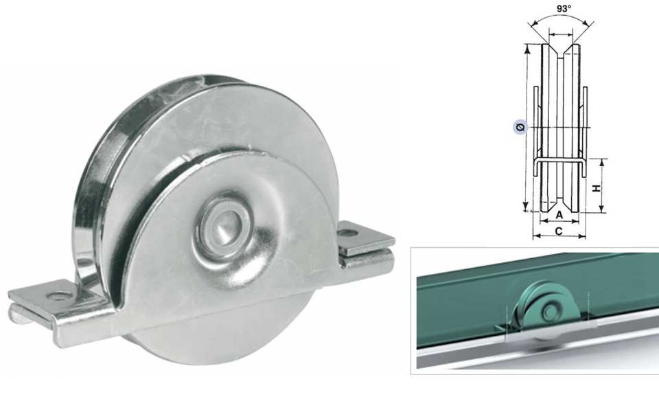 ROUE POUR PORTAIL COULISSANT SUPPORT INTERIEUR - RAIL V